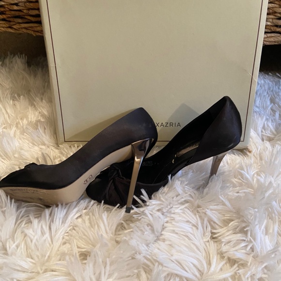 BCBG Maxazria Black Satin Bow Heels - Picture 4 of 5
